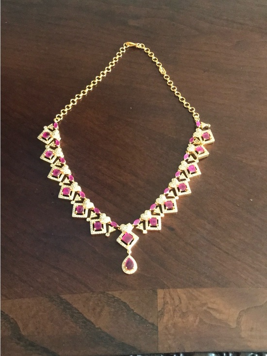 Jewelry - Gold-Tone red Stone Statement Necklace